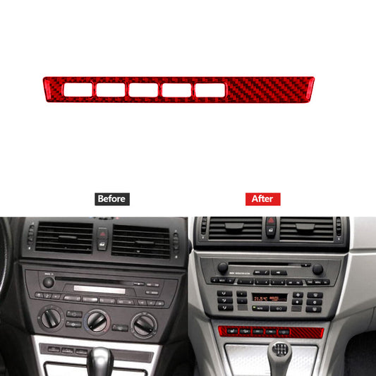 Red Carbon Fiber Multimedia Button Trim Panel Type B for BMW X3 2004-2010