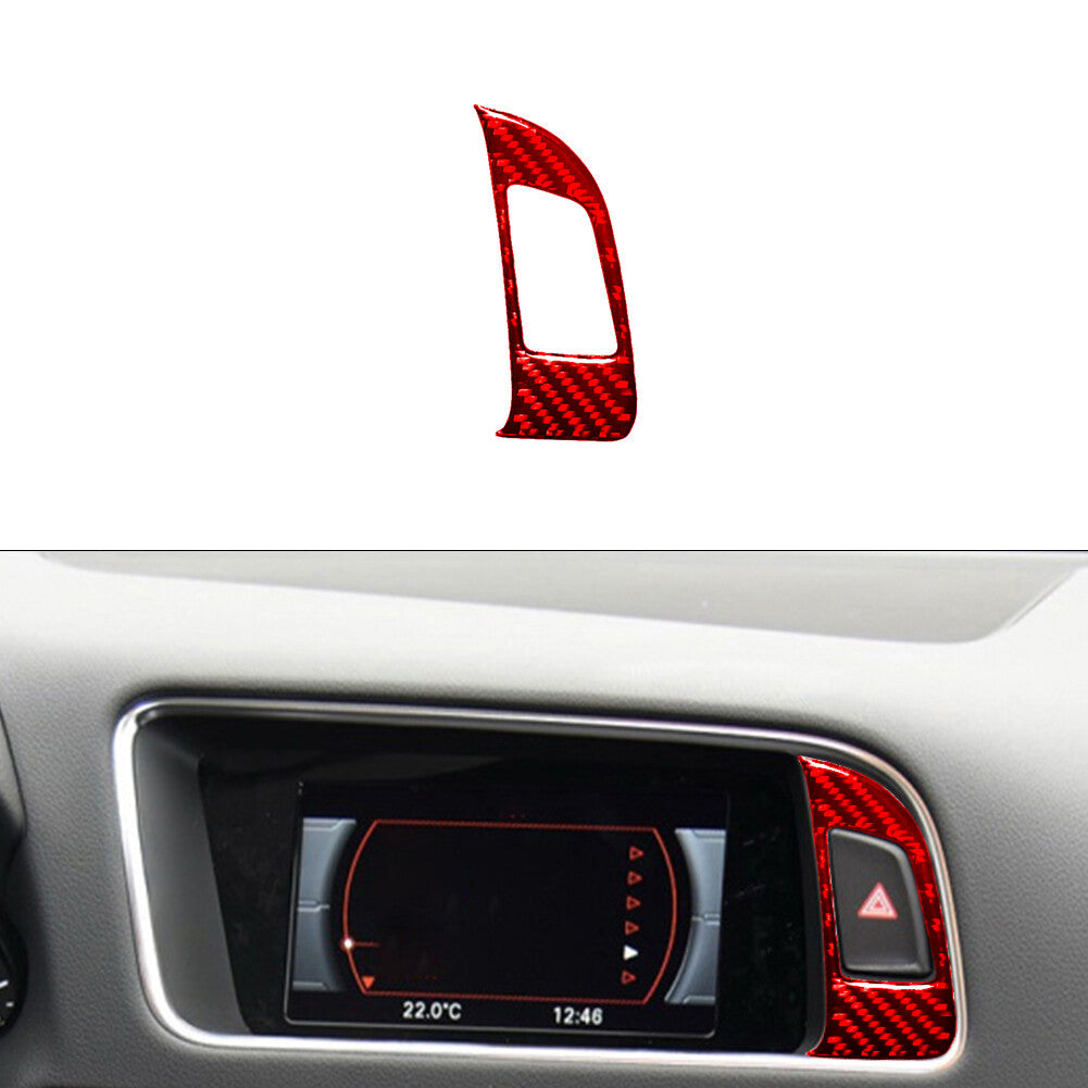 Red Double Flashing Lamp Button Trim Cover Carbon Fiber for Audi Q5 2009-2017