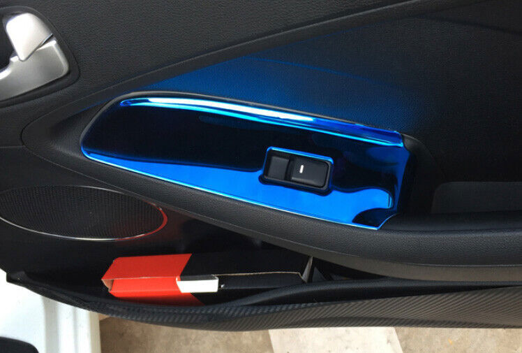 Glass Window Lifting Lock Cover 4 Fit for Kia K3 Forte 2014-2018 Blue Titanium