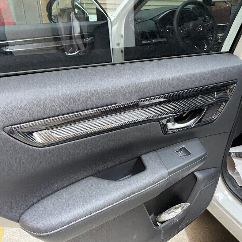 for Honda CR-V CRV 2023-2024 Carbon Fiber Inner Door Bowl Panel Strap Cover Trim