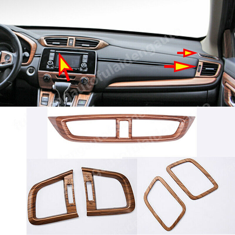for Honda CR-V CRV 2017-2022 Wood Grain Dashboard Air Vent Outlet Cover Trim 5X