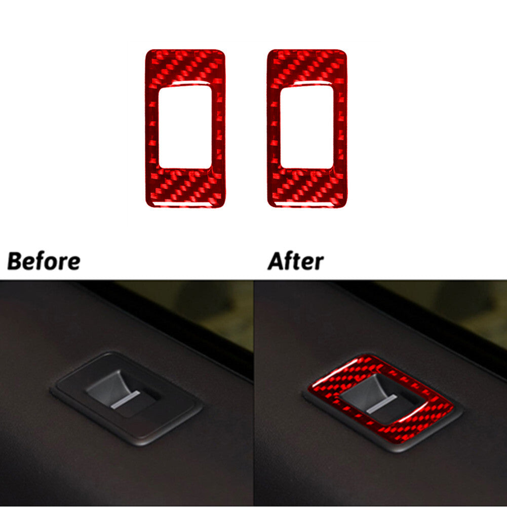 2X Red Carbon Fibre Rear Window Lifting Plate Trim For Land for Range Rover Sport