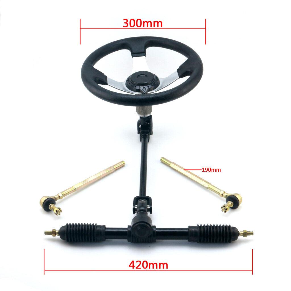 420mm Gear Rack Pinion U Joint Tie Rod Knuckle Assy Fit 110cc Go Kart Buggy UTV
