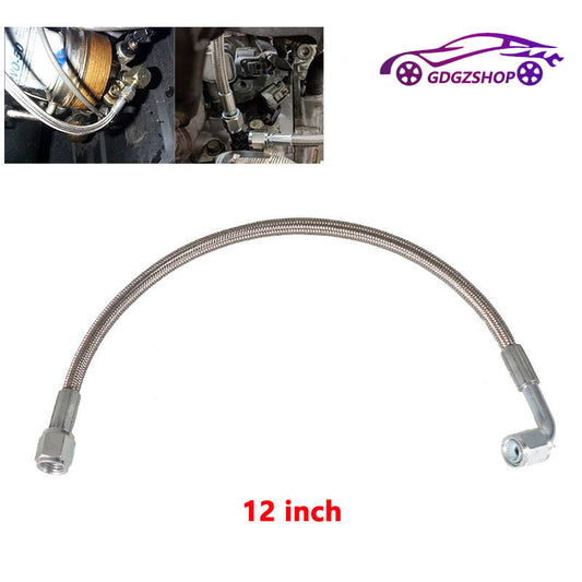 12 Turbo Oil Feed Line Stainless Braided PTFE Line 4AN 90° Straight Hose End