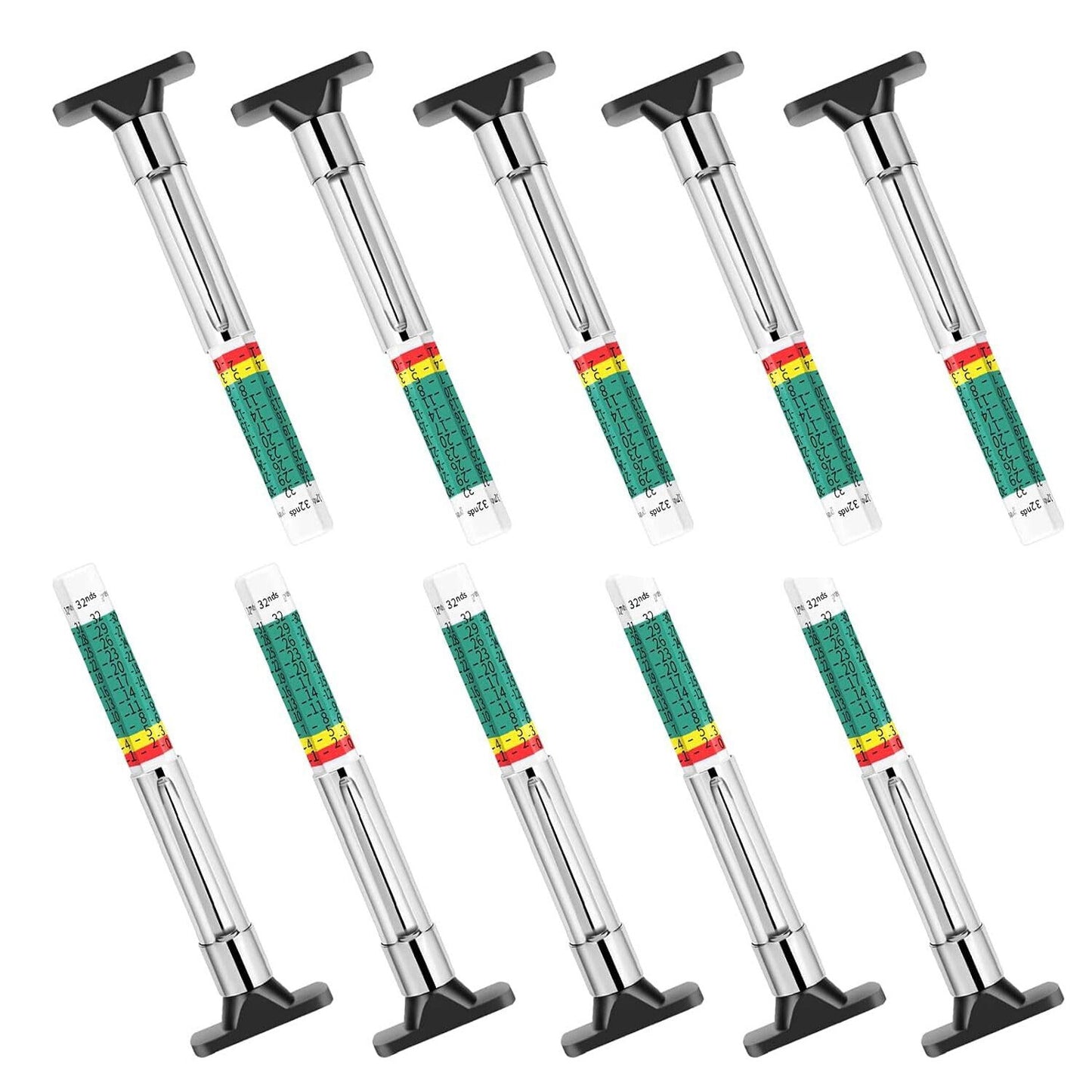 10-Piece Color-Coded Tire Tread Depth Gauge for Cars - Car Measurement Tools