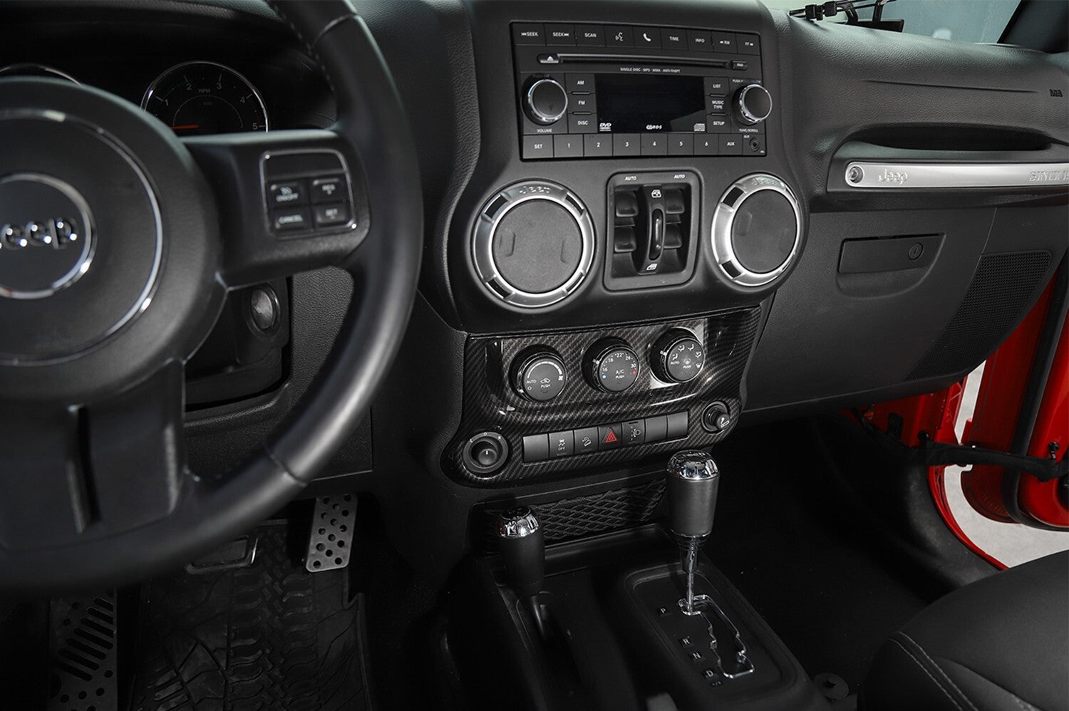 Carbon Center Dashboard Decor Navigation Panel Cover for Jeep for Wrangler JK 11-17