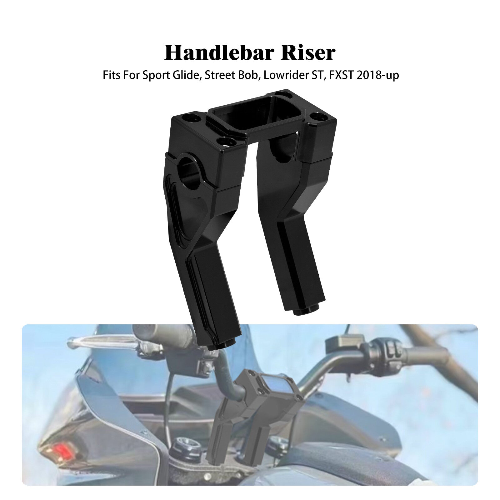 1 Handlebar 6 Black Riser Clamp Kit for Harley Softail Street Bob Low Rider ST