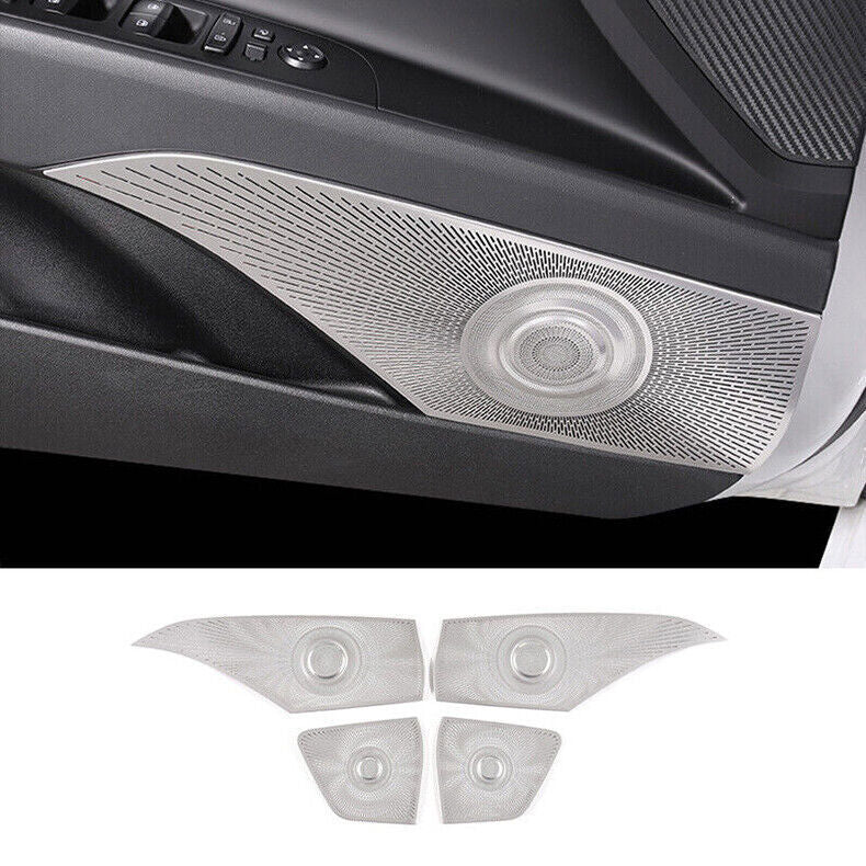 4Pcs for Hyundai for Elantra 2021-2023 Silver titanium Inner Door Speaker Cover Trim