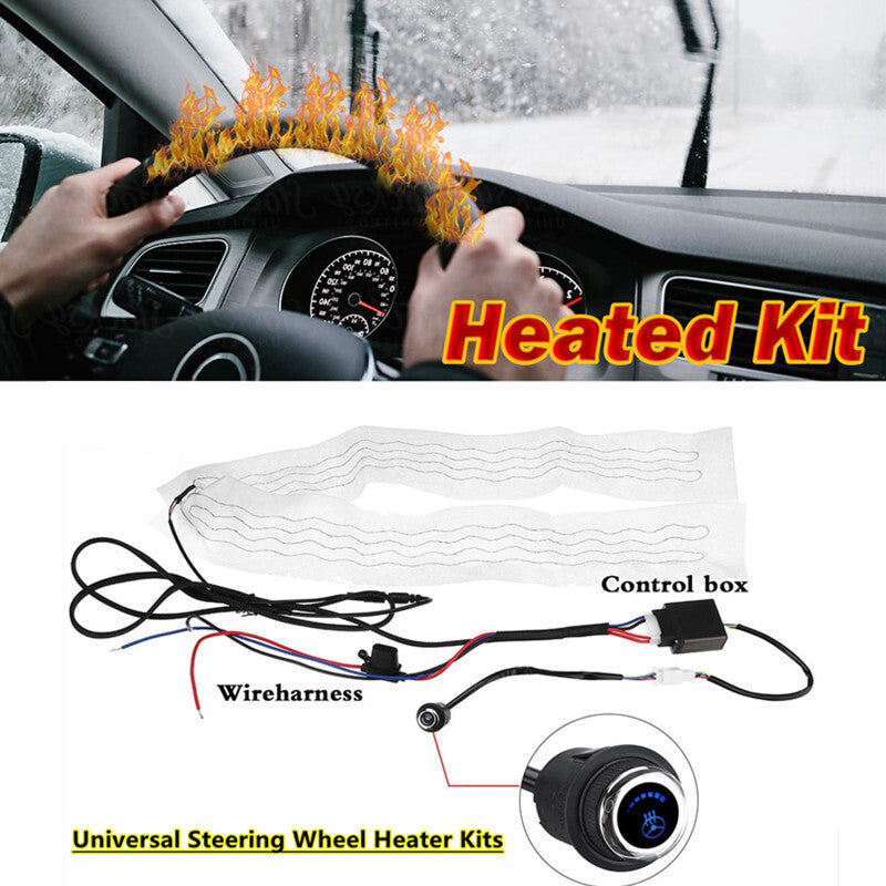 Car 50X8cm Heated Steering Wheel Cover 6 Gear Round Switch Hand Warmer Pad Kit