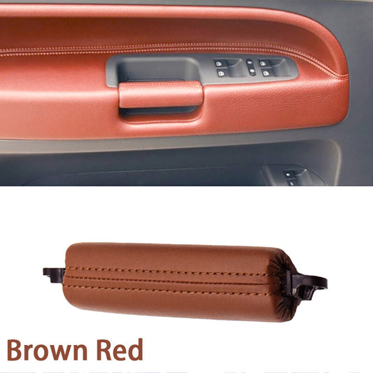 Brown Red Left Hand Door Driver Leather Pull Handle for VW Touareg 2003-2010