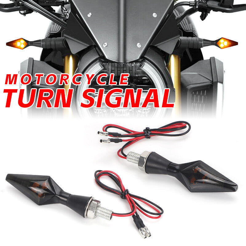 2PCS Amber LED Motorcycle Tail Light Brake Blinker Turn Signal Lamp Black 8MM