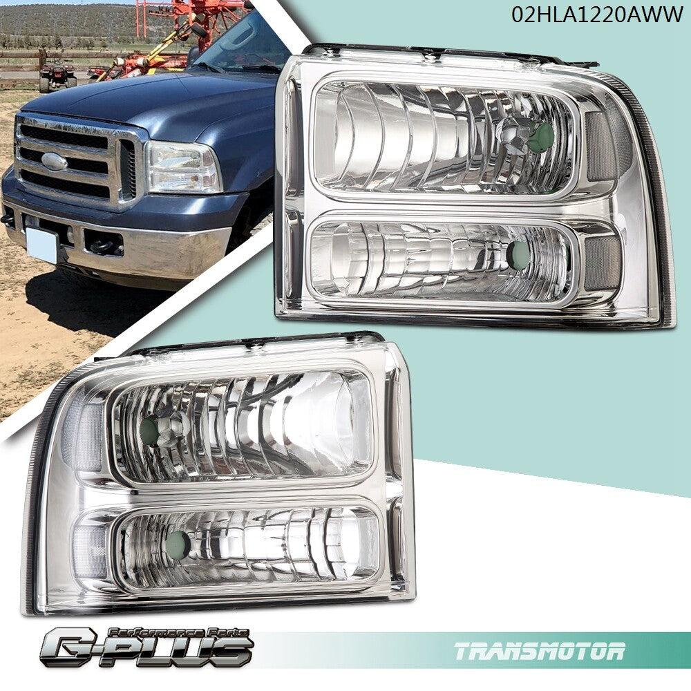 Transparent cornering headlights/chrome headlights suitable for 2005-2007 for Ford F250 F350 Super Duty