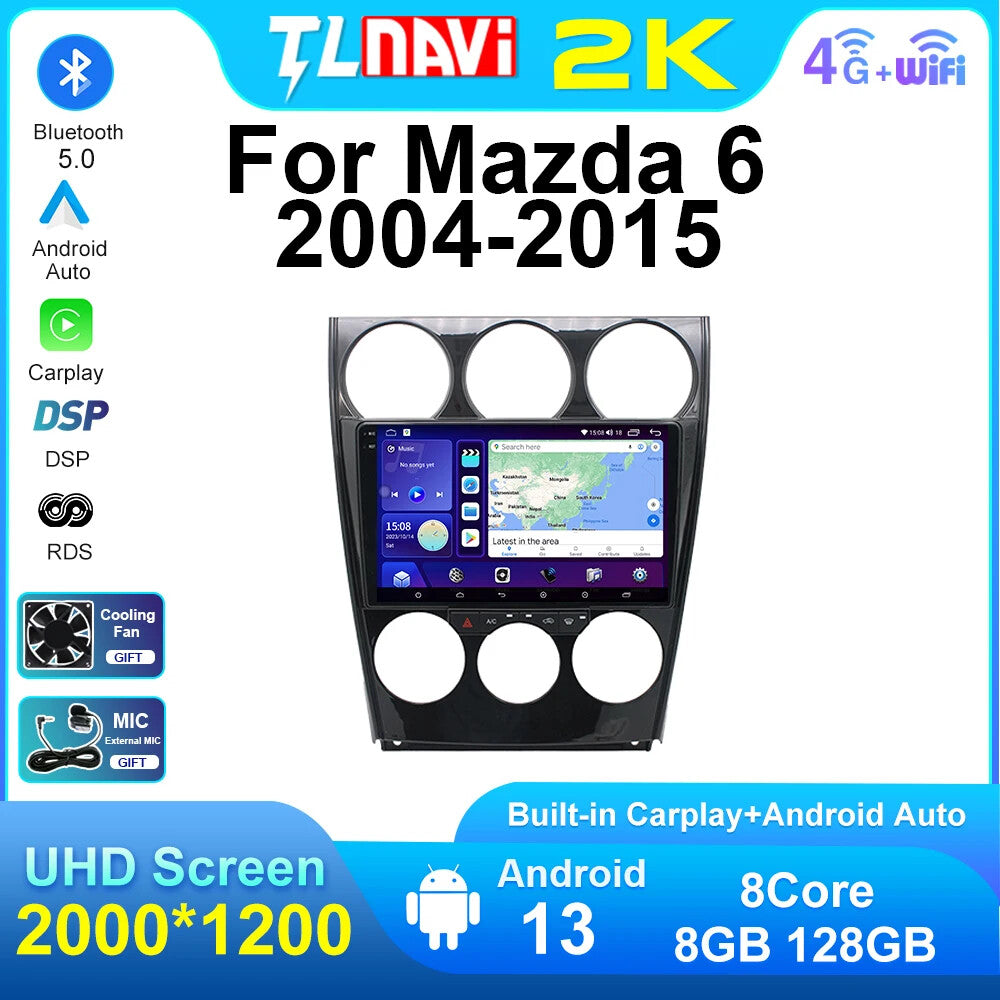 Android Car Radio CarPlay Screen for Mazda 6 2004-2015 GPS Multimedia Player DSP
