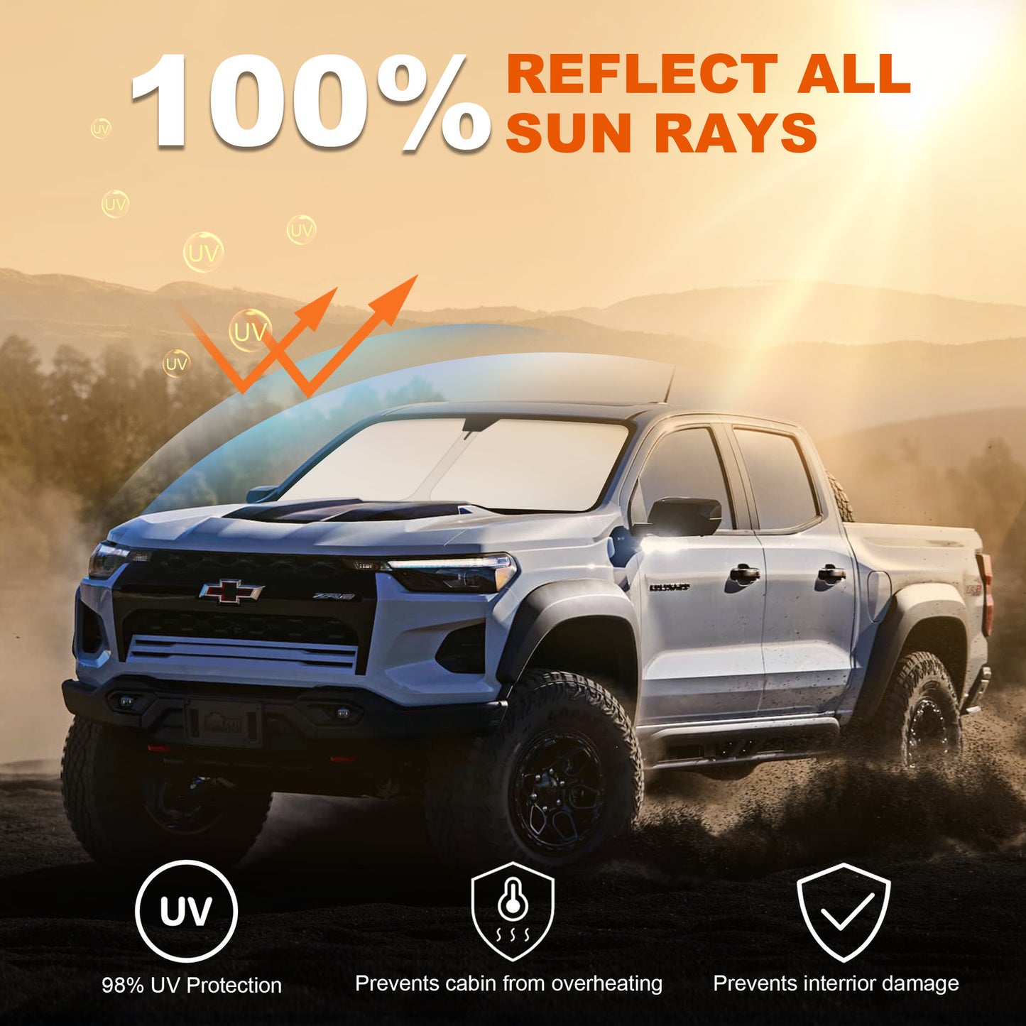 For 2023-2025 for Chevy Colorado Car Front Windshield Sun Shade UV Heat Block Cover