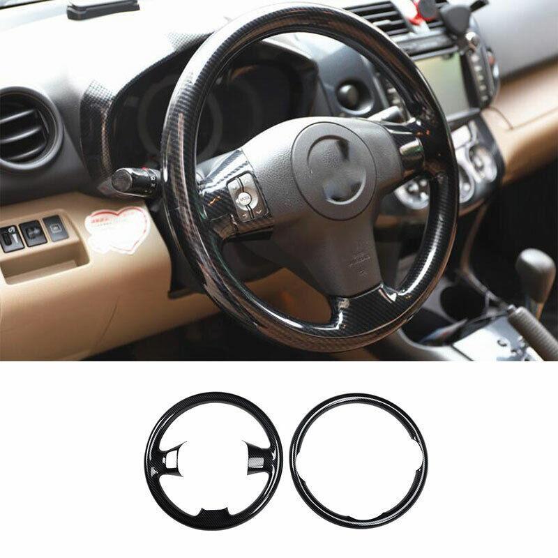 for Toyota RAV4 2006-2013 ABS Carbon Fiber Steering Wheel Cover Decoration 2PCS