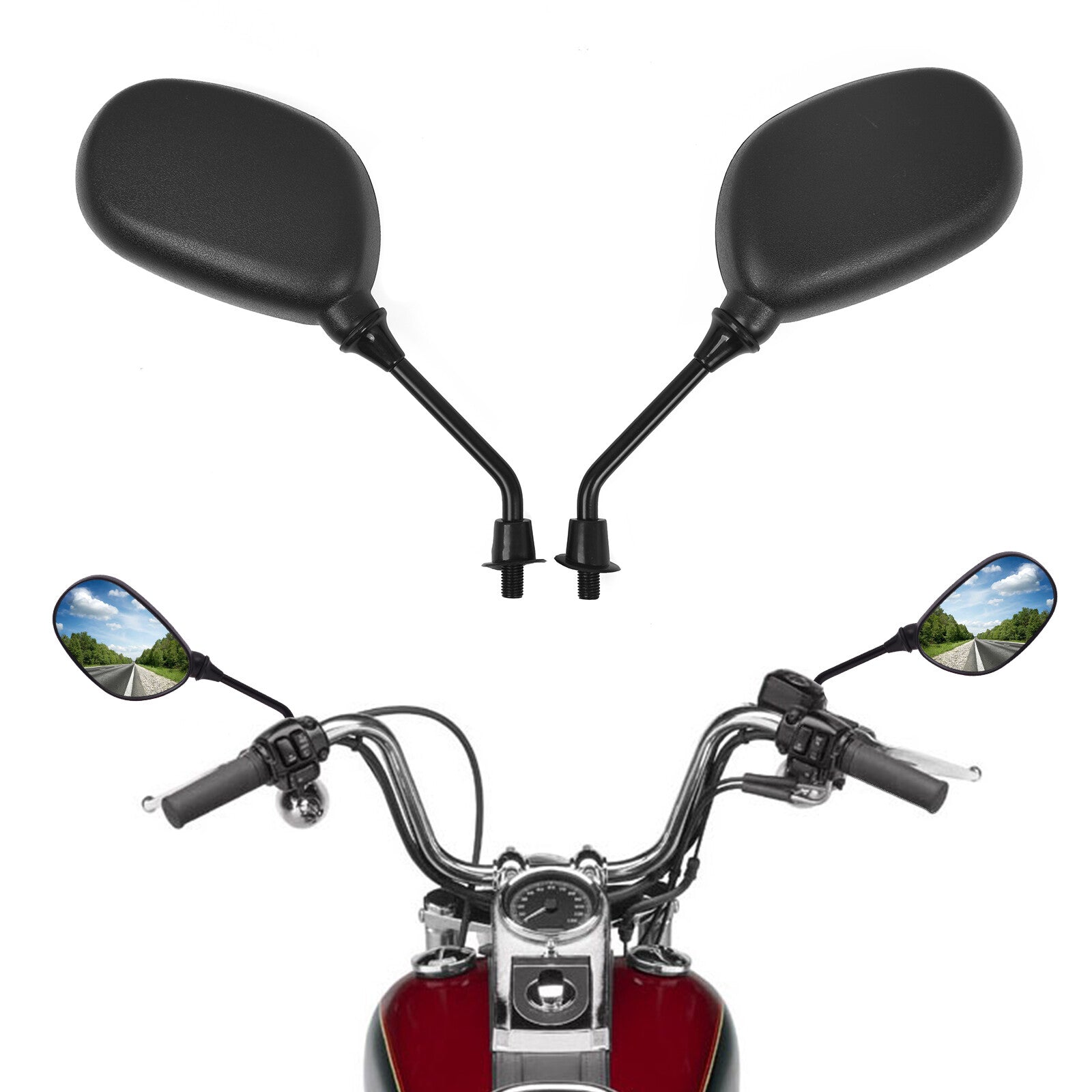 Motorcycle Scooter 7/8 22mm Handlebar End Rearview Side Mirrors For Honde ATV