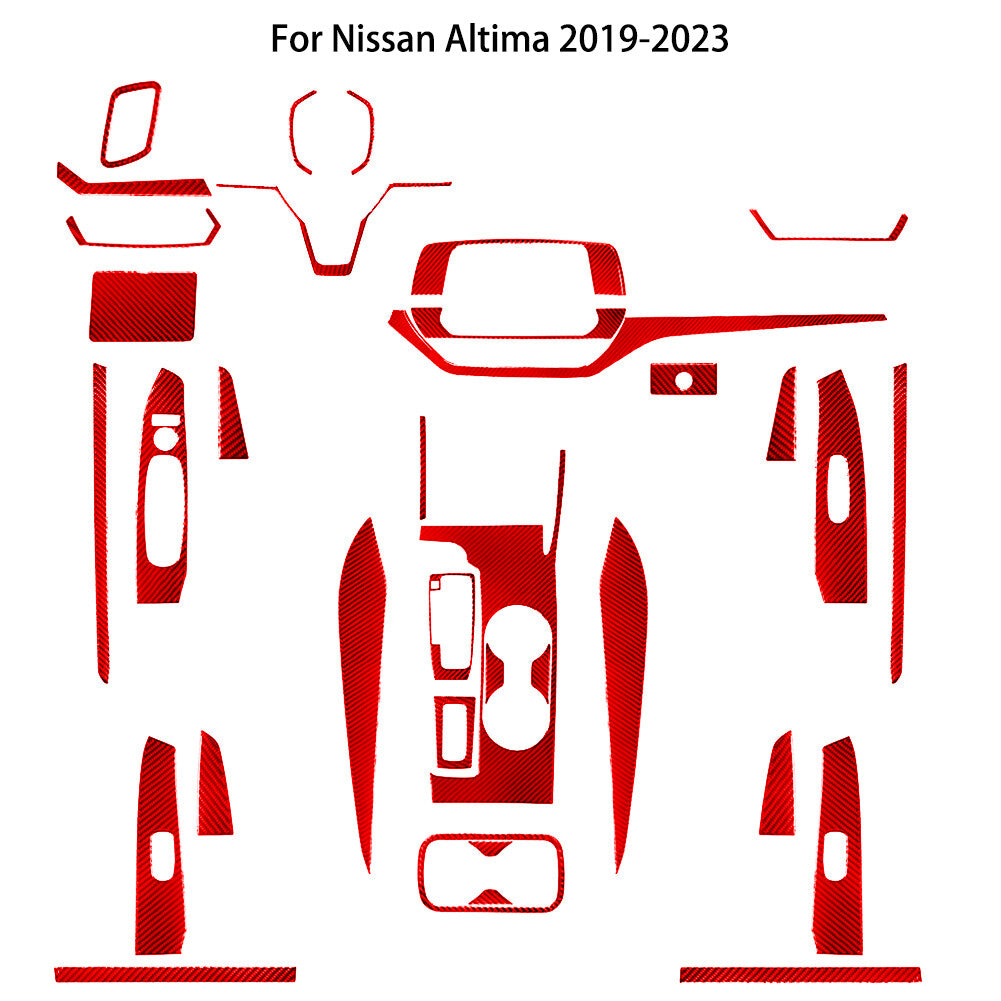 Red Carbon Fiber Interior Full Sets Cover Trim Kit for Nissan Altima 2019-2022
