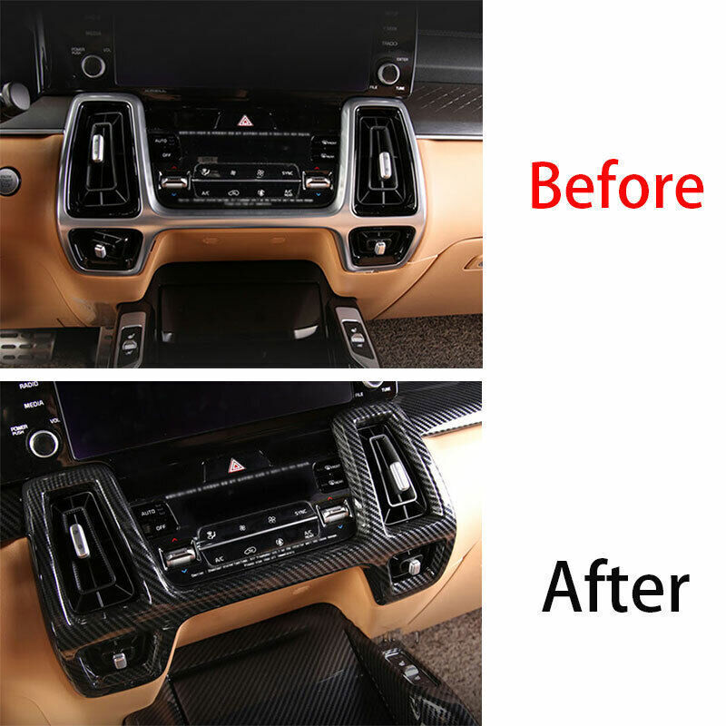 Middle Air Outlet Vent Frame Cover Trim Fit for Kia Sorento 2021-22 Carbon Fiber