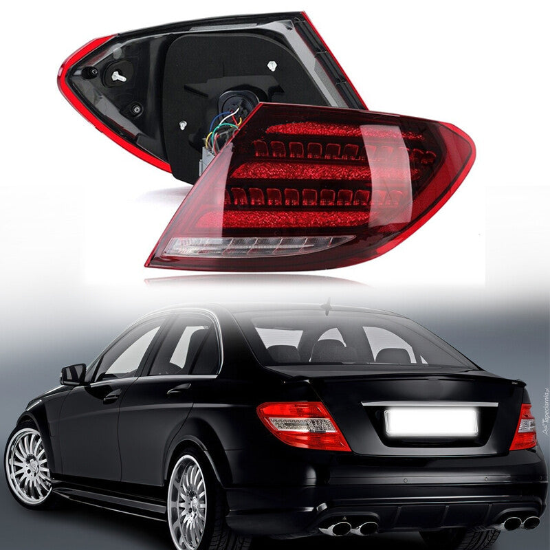 1Pair for Mercedes Benz W204 C250 C300 2007 2008-2014 LED Rear Tail Light Red