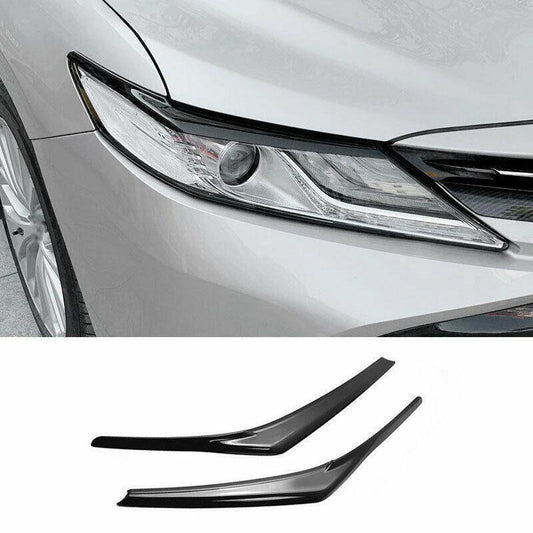 for Toyota for Camry 2018-23 Black Front Headlight Eyebrow Eyelid Lamp Cover Trim 2P