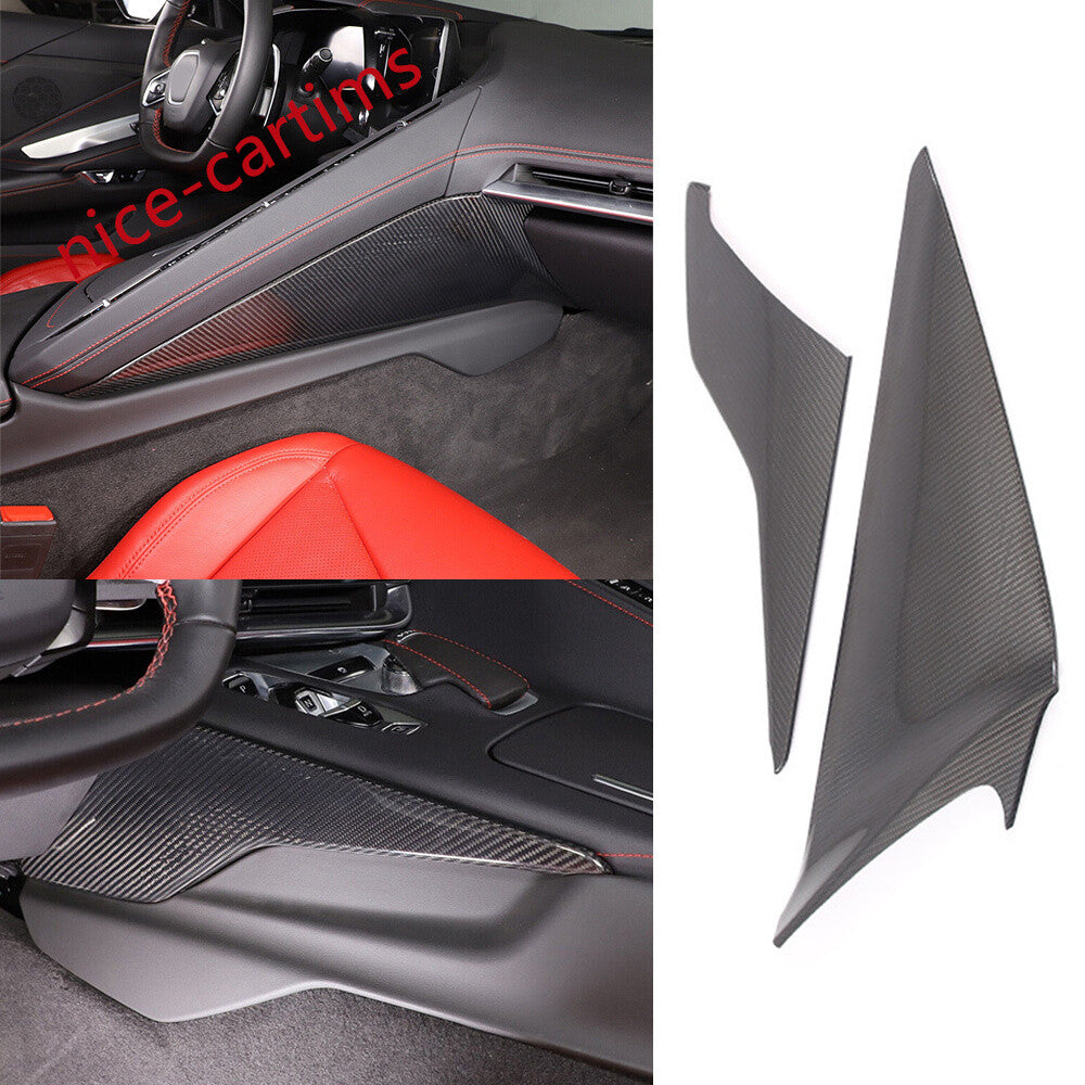2¡ÁReal Carbon Fiber Center Console Side Knee Panel Cover for Corvette C8 2020-24