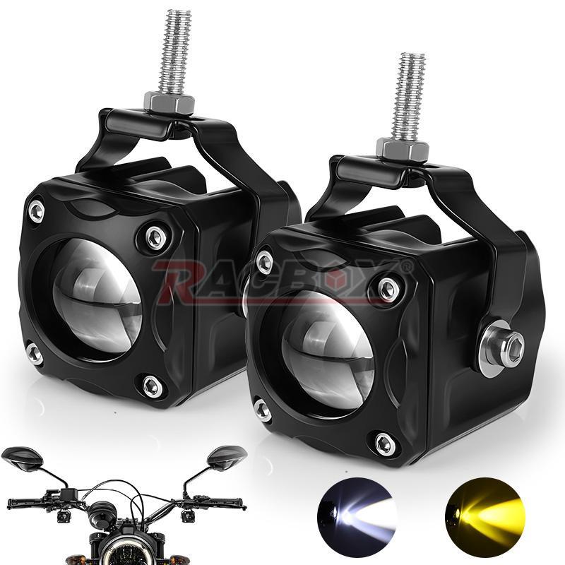 LED Motorcycle Headlight Yellow White Hi/Lo Spot Light Driving Fog Lamp Offroad