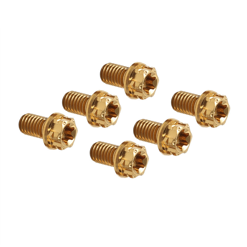 6pcs Titanium Bolts Torx Head Flange Screws M6x30mm For Motorcycle Bicycle Gold