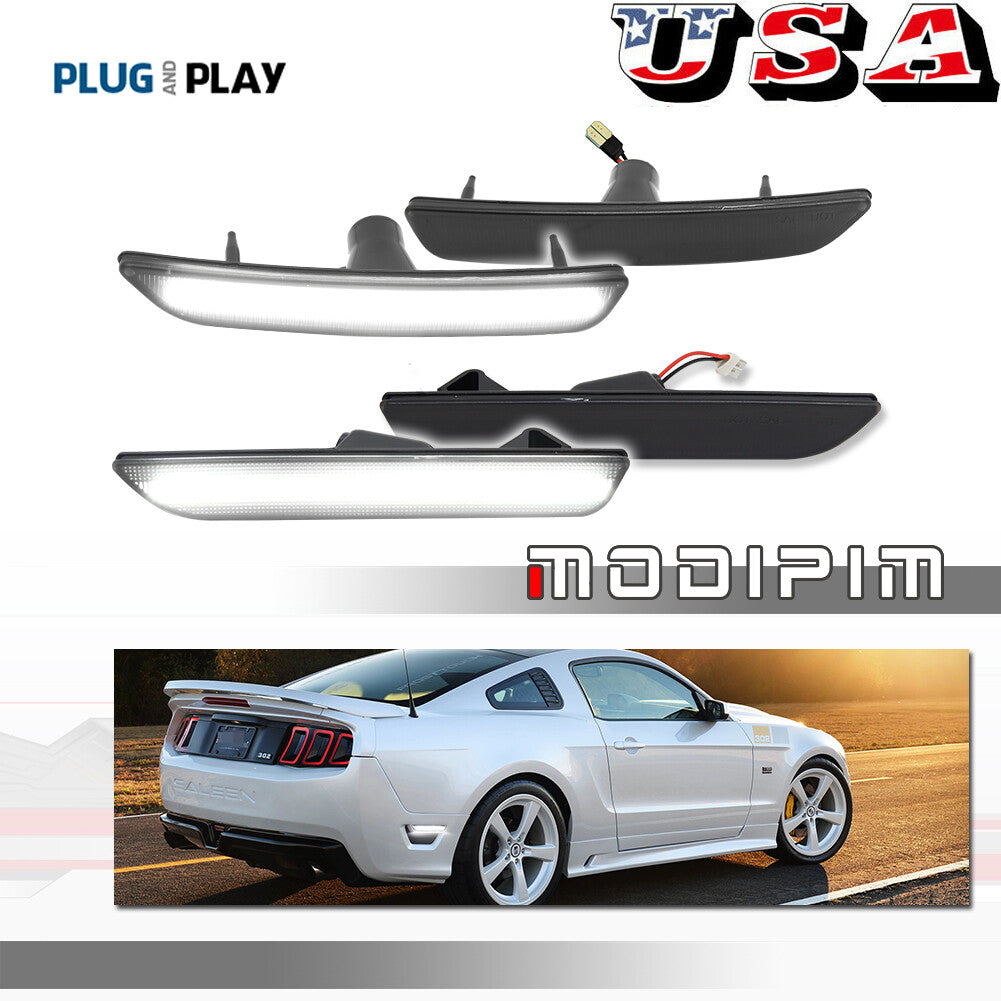 4X for 2010-2014 for Ford for Mustang front and rear bumper side marker lights in smoke white