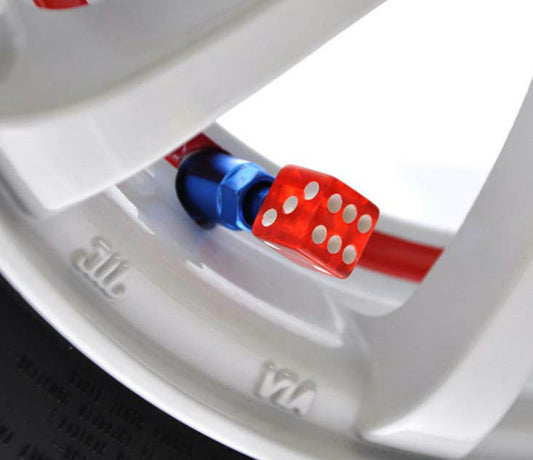 4pcs Clear Red Dice Tire/Wheel Air Stem Valve Caps for Car Truck Hot Rod