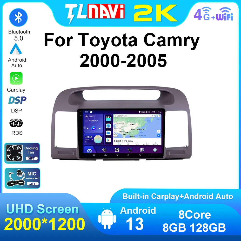 for Toyota for Camry 2000-2005 Android Car Radio CarPlay GPS Multimedia Video Screen