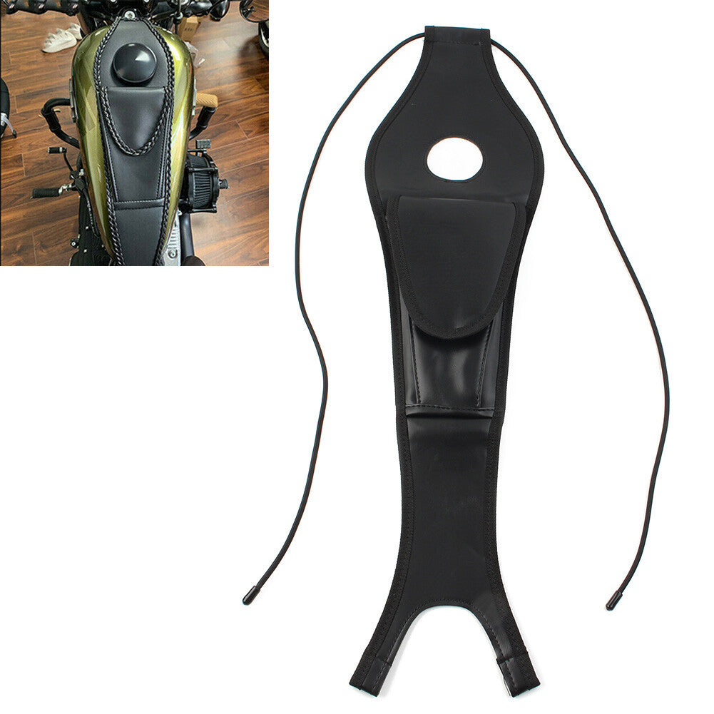 Black PU Leather Fuel Tank Bib W/Pouch Fit for Harley Sportster 1200 2004/Later