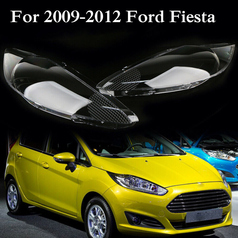 A pair of transparent headlight caps, lens housings, and headlight covers suitable for Ford Fiesta 2009 - 2012