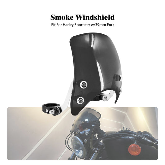 39mm Windshield Smoke Windscreen Fit for Harley Sportster XL 883 1200 2004-2022