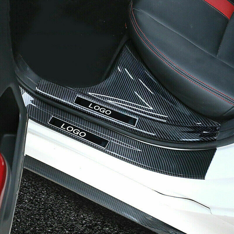 for Honda for Civic 11th 2022-2023 Carbon Fiber Door Sill Scuff Plate Covers S.Steel