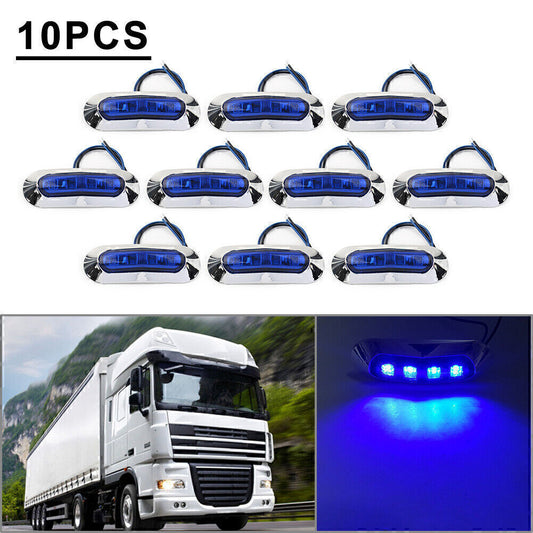 10pcs 4 LED Side Clearance Marker Light For Car Truck Trailer Pickup Blue