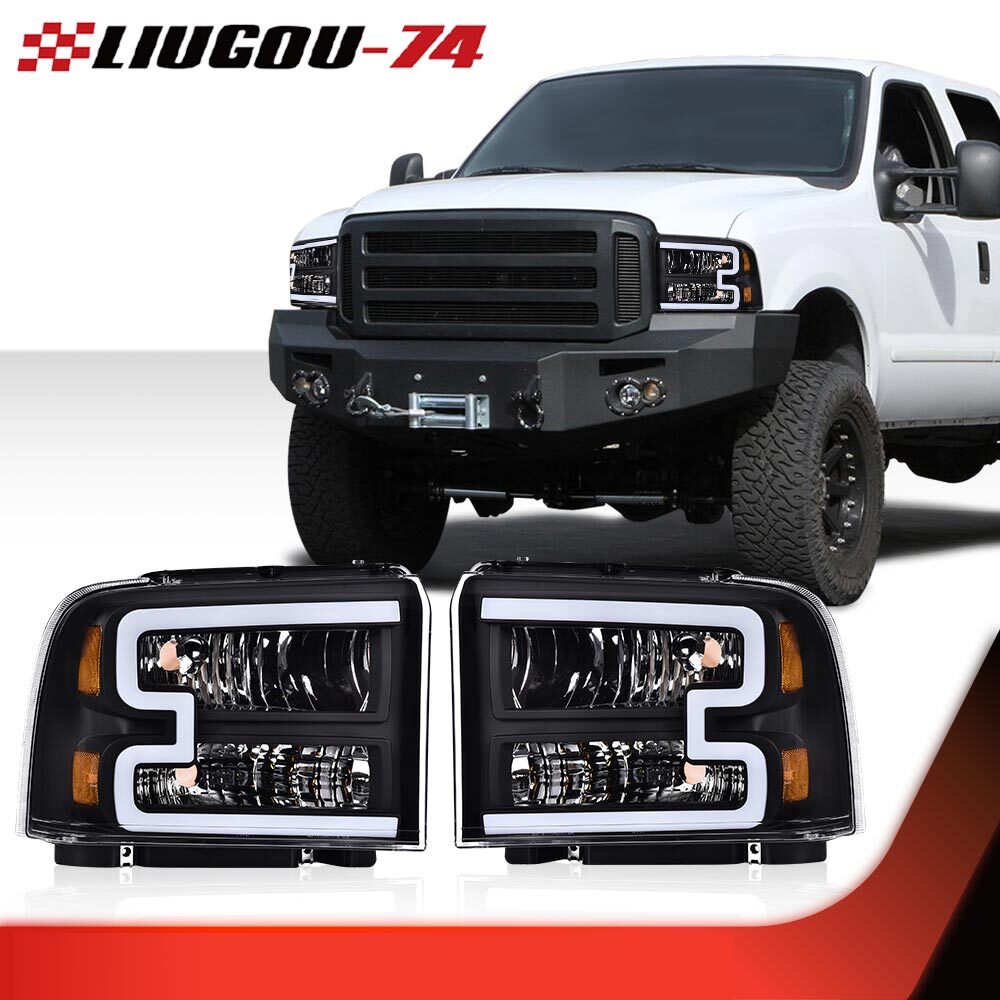 Suitable for 05-07 for Ford F250 F350 F450 F550 Super Duty LED DRL headlights (clear/black)