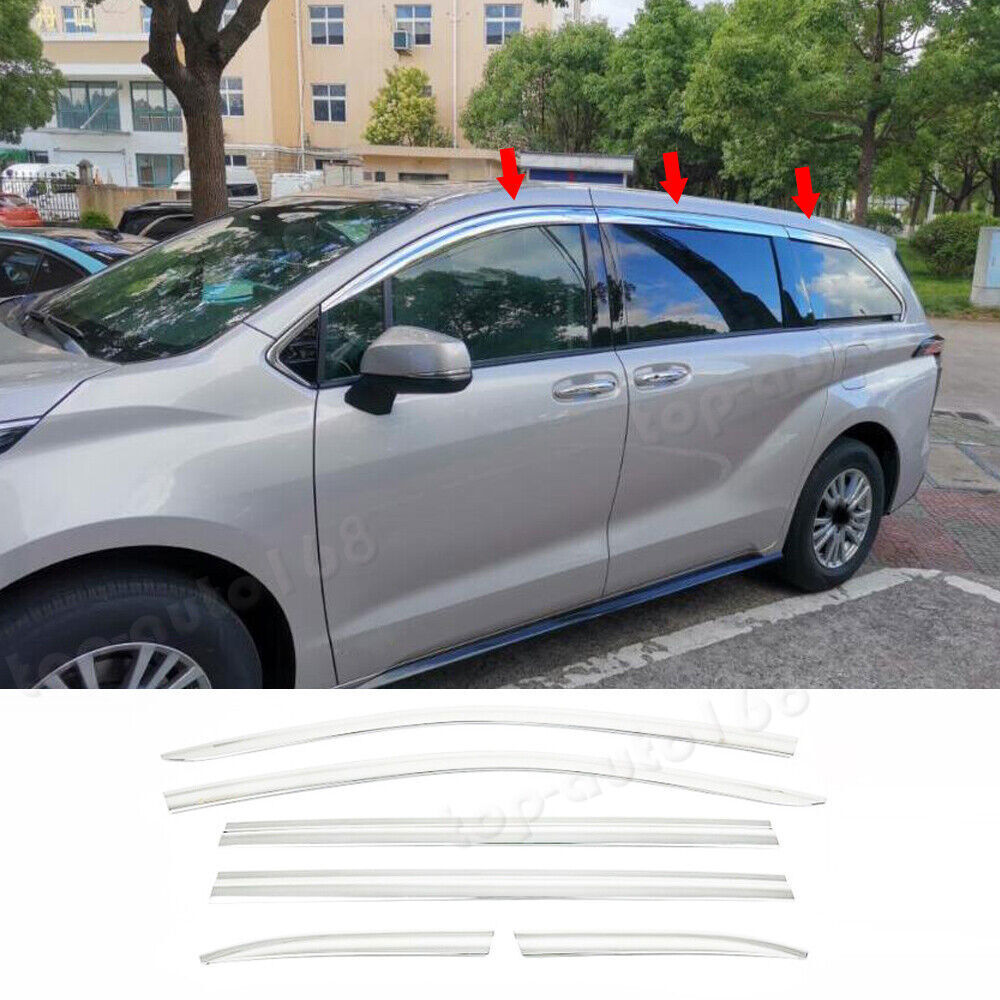 for Toyota for Sienna 21-24 Chrome Window Visor Vent Sun Shade Rain Guard Door Visor