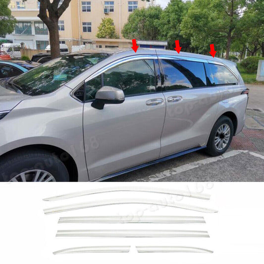 for Toyota for Sienna 21-24 Chrome Window Visor Vent Sun Shade Rain Guard Door Visor