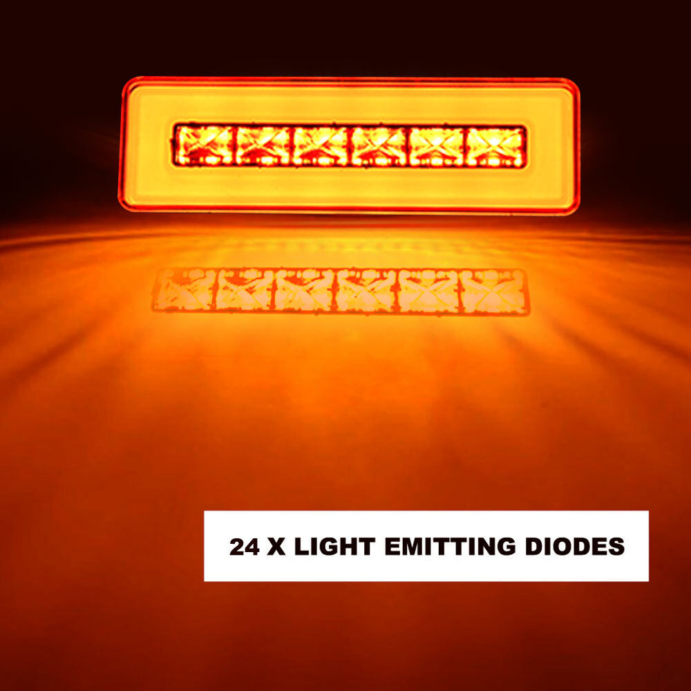 2pcs Amber Chrome Rectangle LED Side Marker Lights Semi Truck Turn Signal Lamp
