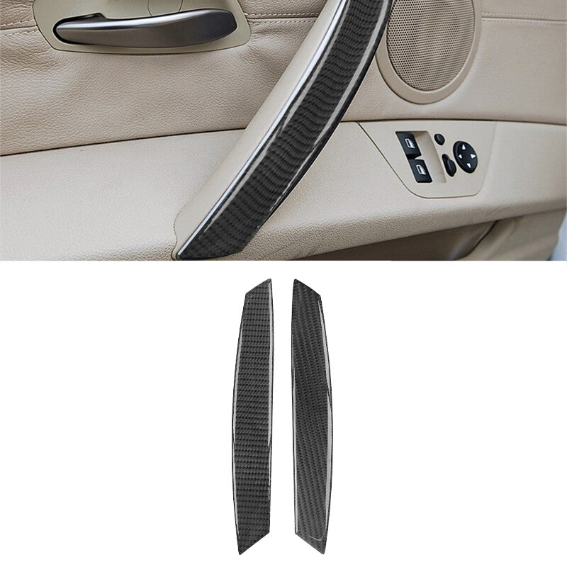 2-Piece Carbon Fiber Interior Door Handle Cover Trim for BMW Z4 E85 2003-2008