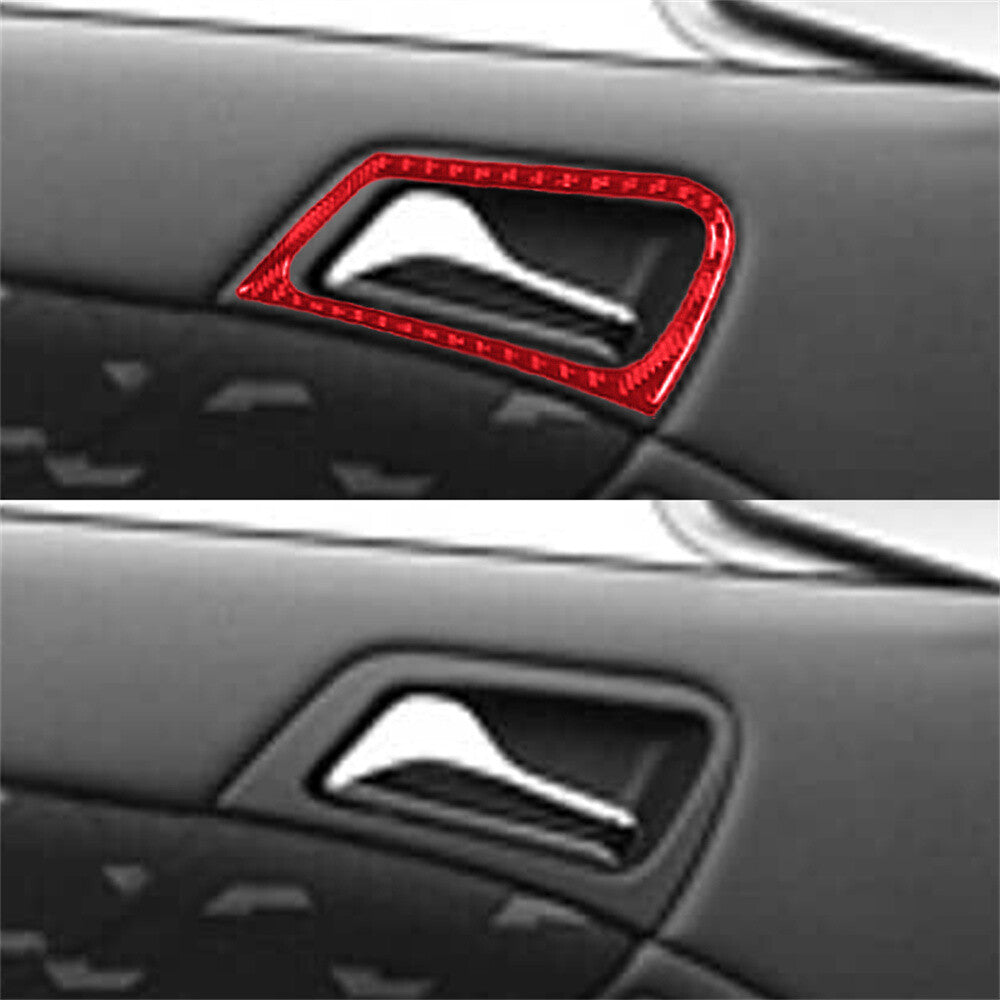 for Mercedes-Benz C Class W203 05-07Red Carbon Fiber Front Door Handle Ring Trim