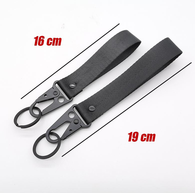 1-piece car keychain/key ring with lanyard, black, 19cm, suitable for Nissan .