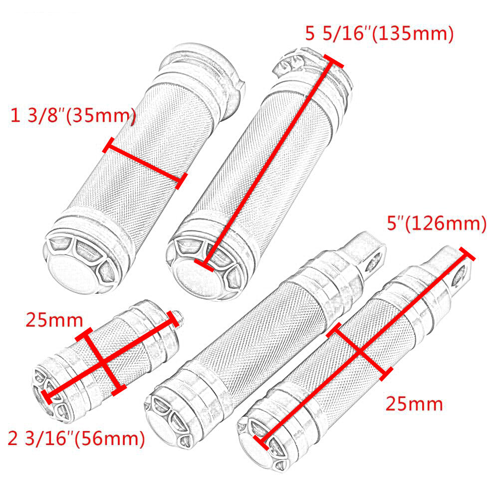 for Harley Touring Dyna Sportster CNC Hand Grips Shifter Peg Foot Pegs Footrests