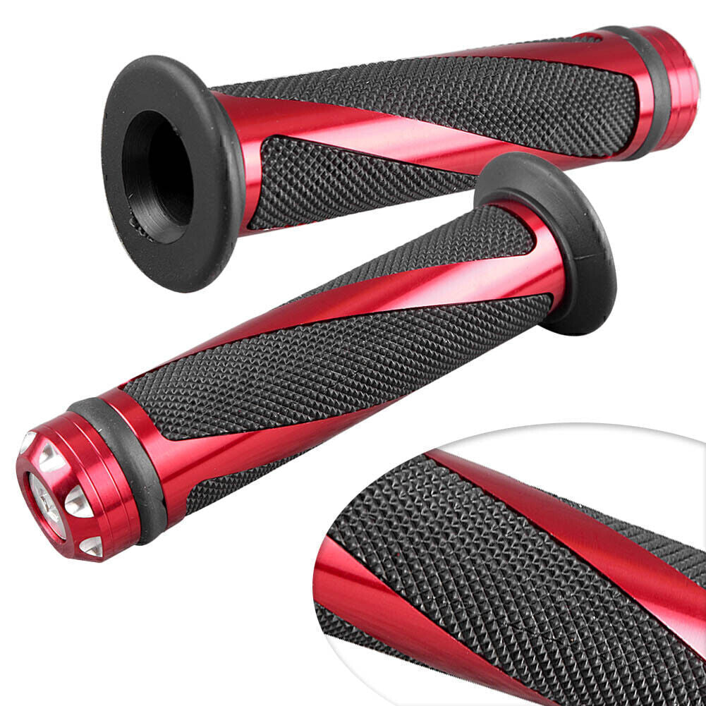 7/8 Standard Gel Rubber Hand Grips Handle Bars Black Red Motorcycle Red