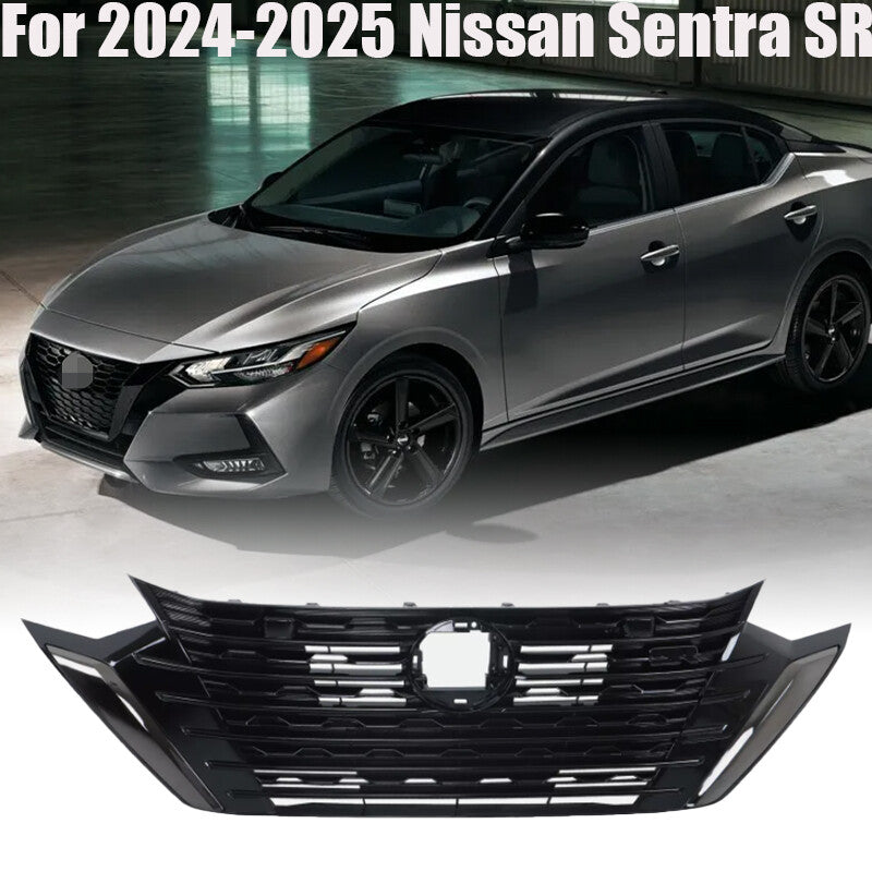 Front Bumper Upper Grille For 2024-2025 for Nissan Sentra SR Plastic Black