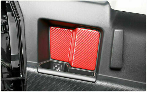 4P For 2007-2017 for Toyota FJ Cruiser Red Carbon Fiber Inner Door Panel Cover Trim