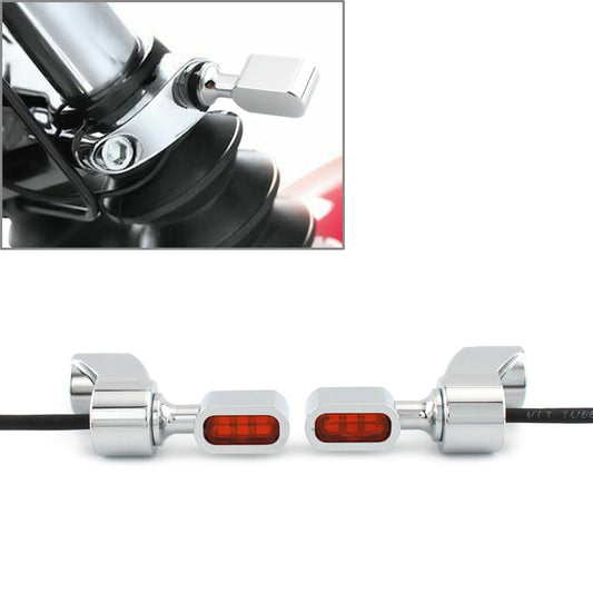Front Fitk Turn Signal Indicator Light Lamp Chrome+Orange Fit for Harley FXR 1987-00