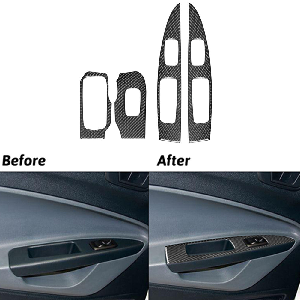 4Pcs Carbon Fiber Window Control Panel Cover Trim for Ford Fiesta 2011-2015