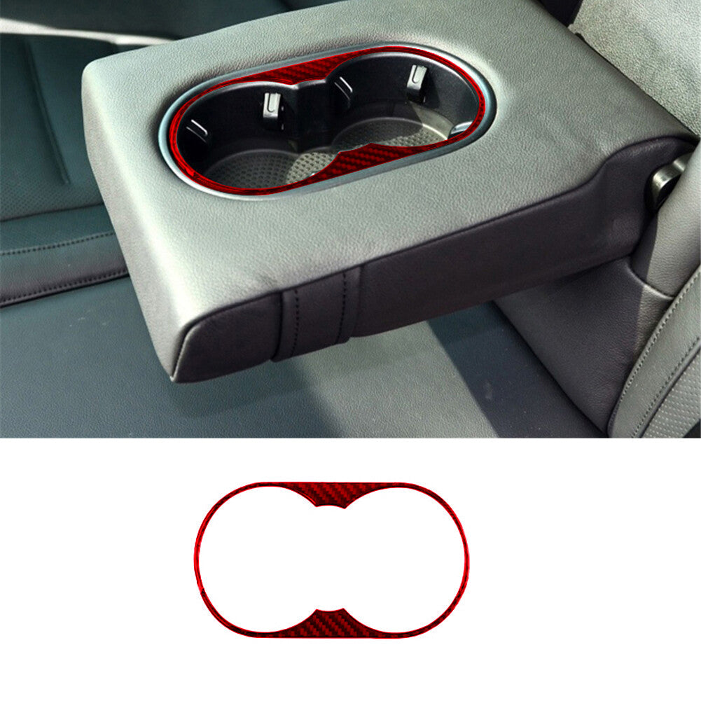 Red Carbon Fibre Cup Holder Rear Trim for VW Touareg 2011-2018