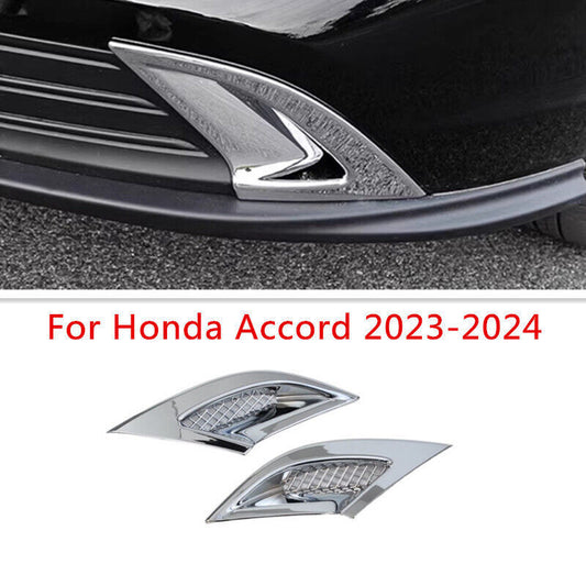 2Silver LeftRight Front Bumper Fog Lamp Cover Trim for Honda Accord 2023-2024